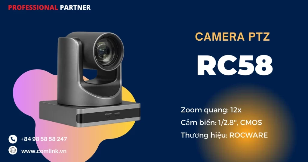 Camera RC58 Rocware PTZ 1080P USB
